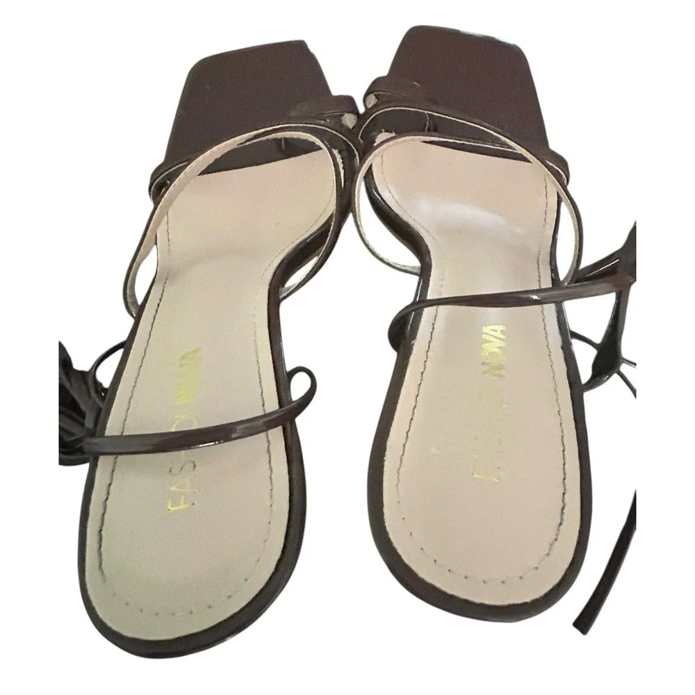 Fashion Nova Unique Waylon Gladiator Heeled Sandals Womens Size 8.5M Brown